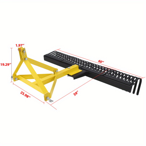 Heavy Duty 5ft Landscape Rock Rake 3 Point Attach Rake Tow-Behind Garden Tool - Image 4
